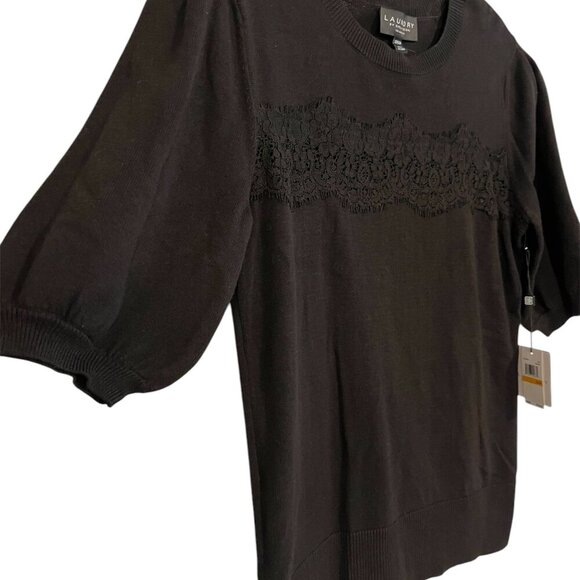 Laundry By Shelli Segal Black Lace Women’s Short Sleeve Sweater Size: SP - Picture 5 of 5